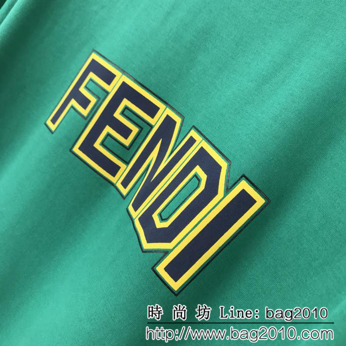 FENDI芬迪 19FW春夏新款 黃色包邊Fendi字母印花短袖 情侶款 ydi1095